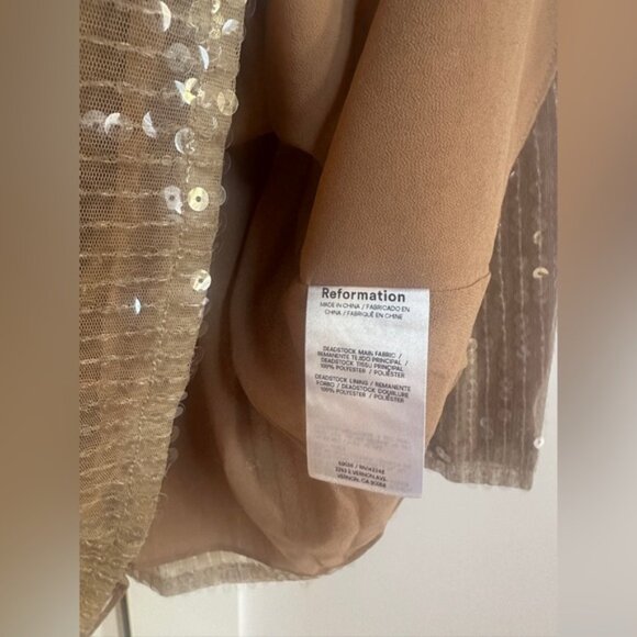 NWT Reformation Sereia Mini Dress in Champagne Sequin Long Sleeve | size S - Picture 10 of 13